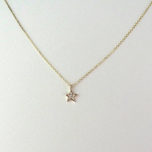 Star Necklace / Diamond Star Necklace / 14k Gold Star Necklace / Small ...