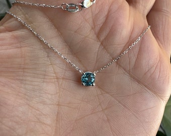 Blue Topaz Necklace 0.45ct / 14k Gold  Blue Topaz Necklace/ Solitaire Blue Topaz Necklace/ December Birthstone/ Dainty Blue Topaz