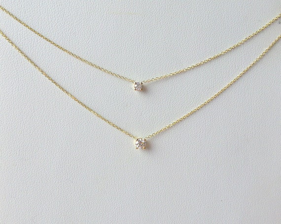 Shop Amrita Three-Layer Baguette Diamond Necklace Set in 18K White Gold  Online