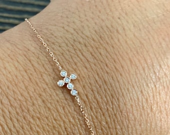 Small Diamond Cross Bracelet / Small Layering Gold Cross / Mini Diamond Cross Bracelet / 14k Communion / Confirmation / Baptism Cross / Grad