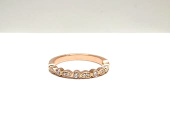 Diamond Ring / Diamond Wedding Band / 14k Rose Gold Diamond Wedding Ring / Dainty Diamond  Ring / Diamond Stackable Ring / Gold Ring