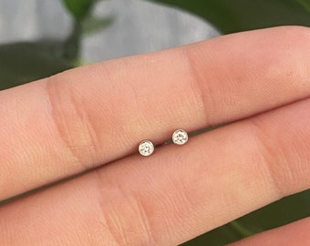 Diamond Solitaire Earrings 0.06 cts tcw (PAIR) /14k Gold Diamond Solitaire Earrings/Small Petite Diamond Earrings/Round Diamond stud Earring