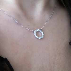 Diamond Circle Necklace 0.35CTS / 14K White Gold Diamond Circle Necklace / Small Diamond Circle / Circle of Life Necklace / Gold Circle