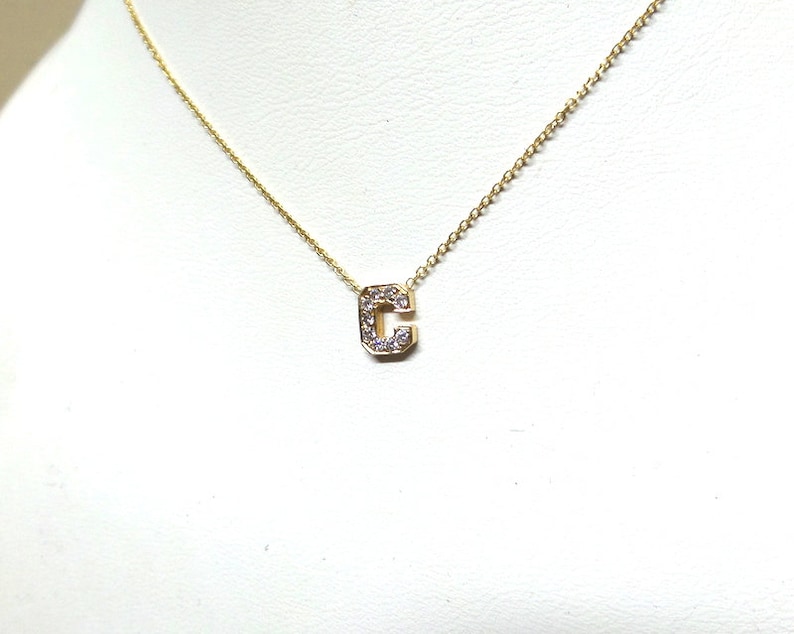 Diamond Initial Necklace Diamond Letter Necklace 14k Gold Letter Necklace Dainty Initial Diamond Necklace Gold Diamond Letter
