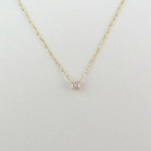 Princess Cut Diamond Necklace / Diamond Solitaire Necklace / Dainty ...