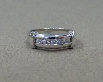 14k White Gold Men's Diamond Wedding Band G/H SI1 0.35cts/ Men's Diamond Wedding Band 14k WG G/H Color SI1 Clarity/ Wedding Band