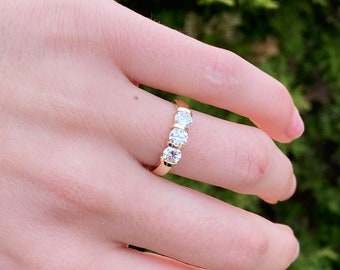 Diamond Wedding Ring 1.00 Cts / 14k Gold Diamond Wedding Ring / 3 Diamond Wedding Band
