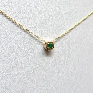 Emerald Necklace / 14k Gold Emerald Solitaire Necklace / Delicate Emerald Necklace / Dainty Pendant / Gold Emerald Necklace / May Birthstone image 9