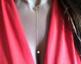 Gold Lariat Necklace / 14k Gold Disc Lariat Necklace / Gold Disc Necklace / Minimalist Gold Lariat / Simple Gold Lariat / Trendy GoldNecklac