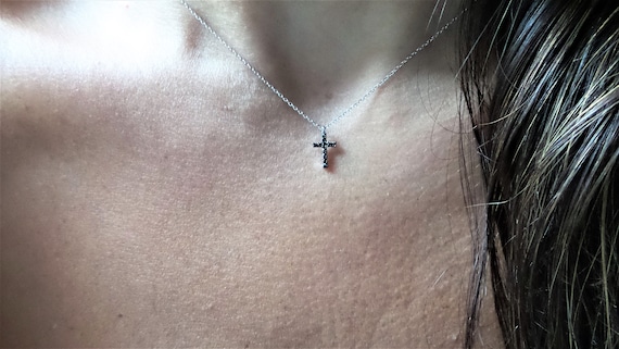 Black Diamond Cross Necklace 