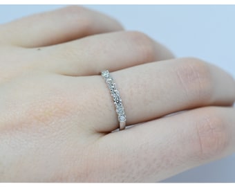 Diamond Ring 0.95ct / 14k Gold Diamond Wedding Ring / Stackable Diamond Ring /  Thin Solid Gold Diamond Ring / Layering Diamond Ring
