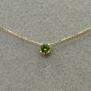 Peridot Necklace 4mm / 14k Gold Peridot Necklace / August Birthstone Necklace / Green Peridot BirthStone Necklace / Peridot Solitaire image 5