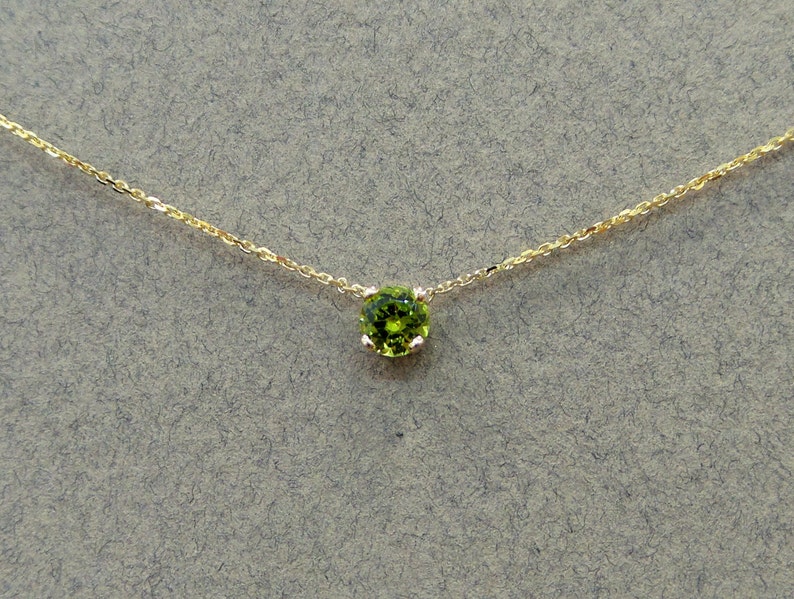 Peridot Necklace 4mm / 14k Gold Peridot Necklace / August Birthstone Necklace / Green Peridot BirthStone Necklace / Peridot Solitaire image 5