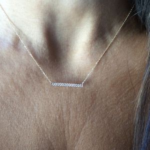 Diamond Bar Necklace / 14k Gold Diamond Bar Necklace 0.15ct TCW / Delicate Diamond Necklace /  Gold Bar /Graduation Gift