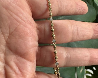 Diamond Bracelet 0.15CTS /  14k Gold Multi Diamond Bracelet / Bridal Diamond Solitaire Bracelet / Layering Diamond Bracelet