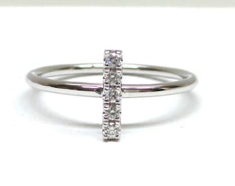 Diamond Ring / 14k White Gold Ring /  Dainty Diamond Ring / Minimalist Diamond Ring / Delicate Diamond Ring / Stackable Diamond Ring