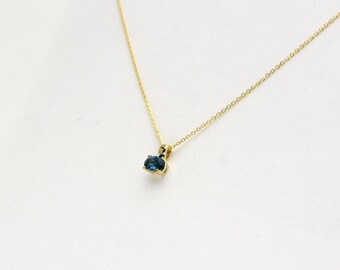 Topaz Solitaire Dainty Pendant 0.42CT / 14k Gold Blue Topaz Necklace / Oval Blue Topaz Necklace / Layering December Birthstone Necklace