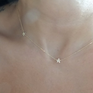 Diamond Star Necklace / Star Charm Necklace / Small Diamond Star Necklace / 14k Gold Star Charm Pendant / Celestial Star Necklace