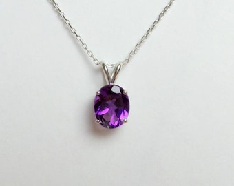 Amethyst Necklace Sterling Silver/ Sterling Silver Amethyst Necklace/ Genuine Amethyst Pendant/ Raw Amethyst/ February Birthstone/ Gemstone