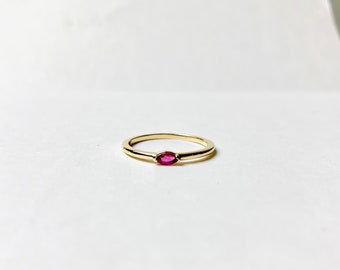 Ruby Ring / 14k Gold Ruby Ring / Marquise Ruby Ring / Solitaire Ruby Ring / Ruby Solitaire Ring / July Birthstone Ruby Ring