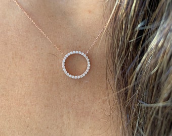 Diamond Circle Necklace 0.30CT / 14K 