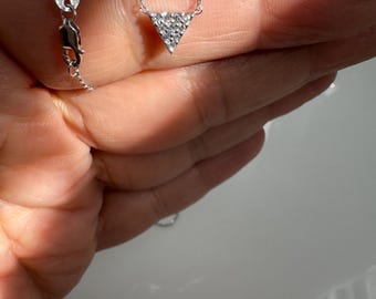 14k Gold Diamond Triangle Necklace: Minimalist Bridal Pendant