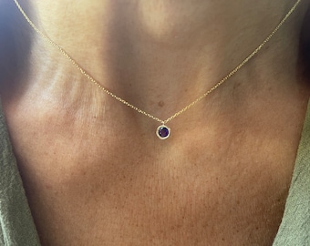 Amethyst Solitaire Necklace 0.25CT / 14k Gold Amethyst Necklace / Amethyst Necklace / February Amethyst Necklace / Genuine Amethyst