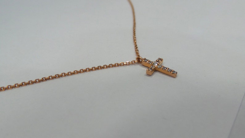 Diamond Cross Necklace / 14k Gold Diamond Cross / Dainty image 5