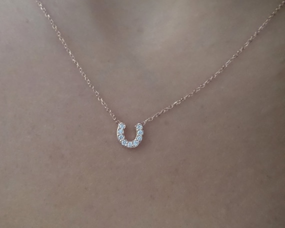 Diamond Horseshoe Necklace / 14k Rose 