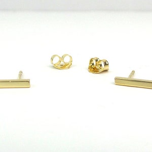 Handmade 14k Gold Bar Earrings: Minimalist Pushback Style