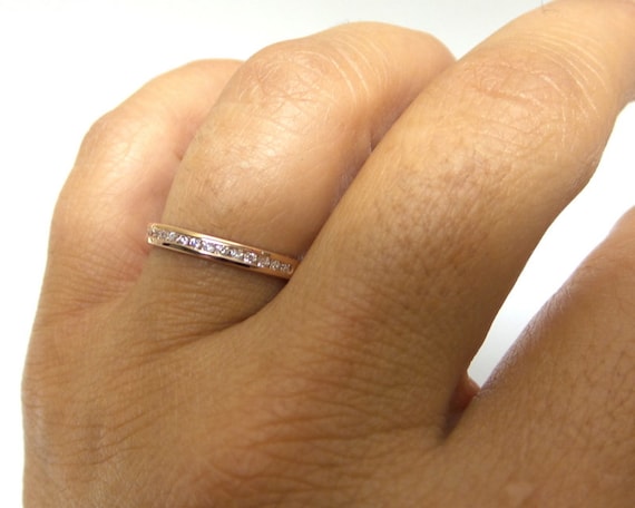 Buy Diamond Wedding Ring / 14k Rose Gold Chanel Set Diamond Ring / Online  in India 