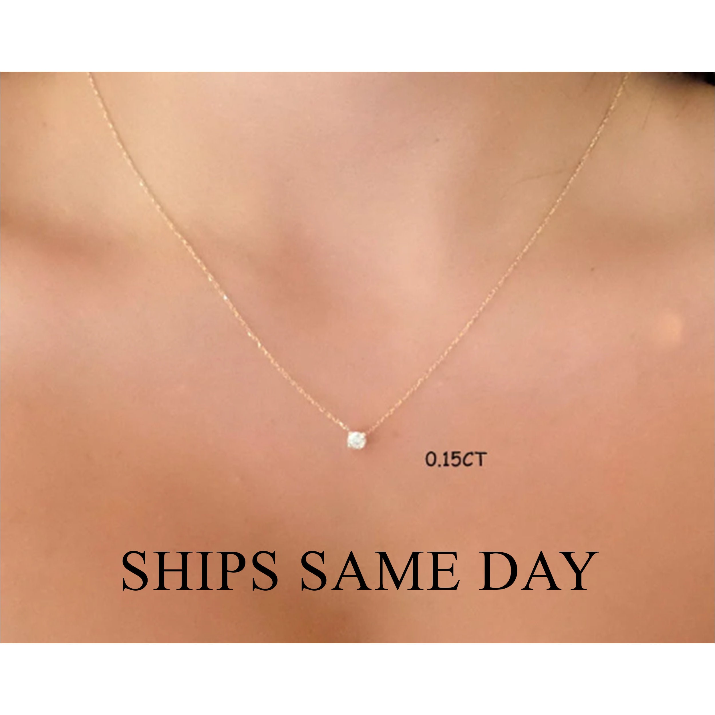 Floating Diamond Crescent Necklace - Zofia Day Co.