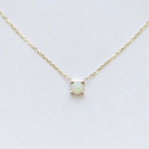 14k Gold Opal Solitaire Necklace: October Birthstone Pendant