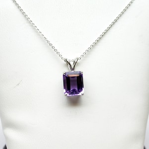Amethyst Necklace / Sterling Silver Amethyst Pendant / February Birthstone Necklace / Genuine Gemstone / Purple Amethyst Necklace