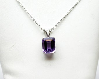 Amethyst Necklace / Sterling Silver Amethyst Pendant / February Birthstone Necklace / Genuine Gemstone / Purple Amethyst Necklace