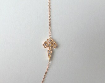 Diamond Cross Necklace / 14k Rose Gold Diamond Cross / Small Diamond Cross / Baptism Gift / Communion / Christmas Gift  / Gold Cross