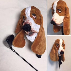 GOLF club head cover , Basset hound , Custom Dog portrait , GOLF GIFT