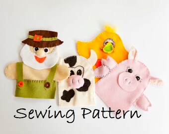Felt Farm Animal Finger Puppets Sewing Pattern – Old MacDonald DIY (PDF Pattern)