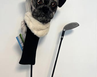 Coprimazza da golf personalizzato PUG: ritratto di cane personalizzato, regalo per il golf