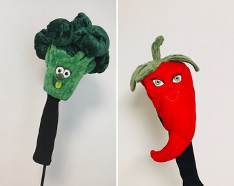 Vegetable Custom made Golf headcover, pepper , broccoli-Fun GOLF GIFT