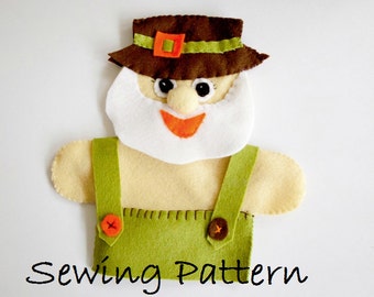 Old McDonald- PDF sewing pattern , Hand Puppet, How to make FELT Puppet Old McDonald  ,Nursery rhyme ,instant download