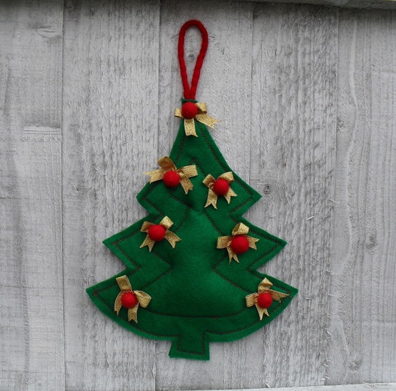 Green Christmas TREE Felt Ornament Sewing pattern PDF DIY Christmas  wall hanging decoration crafts - Main Image