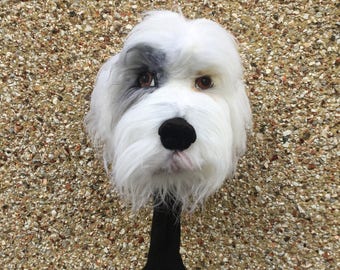 Custom Golf club cover - OLD English sheepdog portrait