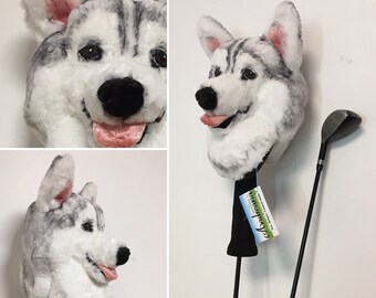 Custom GOLF headcover- portrait-Siberian husky, Golf GIFT , dog replica