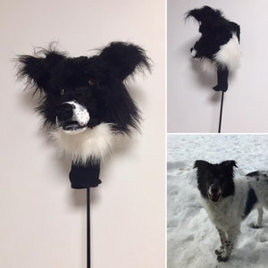 GOLF club headcover , Border collie Portrait  , Custom made golf accessories , GOLF GIFT