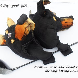GOLF club head cover ,Custom Dog portrait Doberman , golf accessories ,Father's day GOLF GIFT image 1