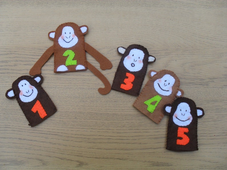 Finger Puppet Using Number Felt Crocodile & Monkey Finger Puppets Sewing Pattern (PDF) - Etsy ...