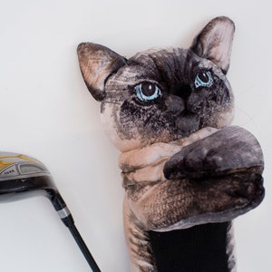 CAT Golf club  head cover ,Custom  pet  portrait , golf accessories ,golfer gift , GOLF Cat