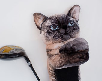 CAT Golf club  head cover ,Custom  pet  portrait , golf accessories ,golfer gift