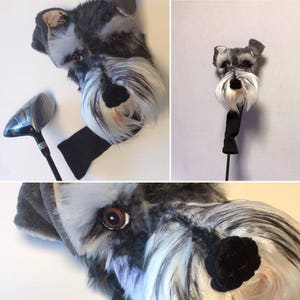 Schnauzer Golf club headcover ,Custom  DOG portrait   ,golfer gift